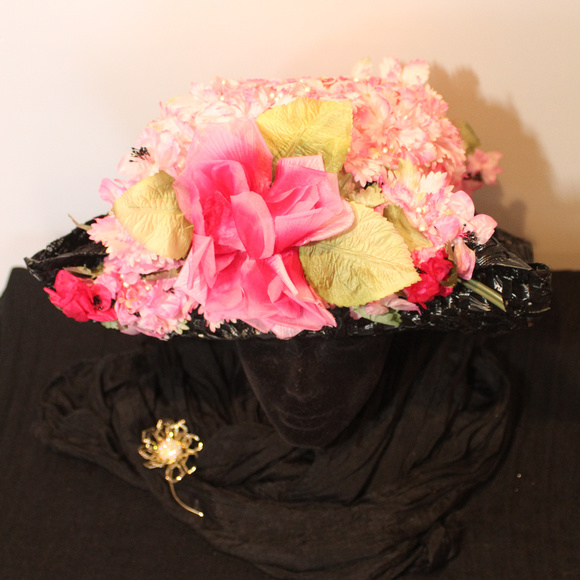 1960s Pink Floral Lace Spring Hat main image 6
